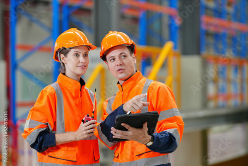 Engineer specialist and technician maintenance railway inspect construction site.