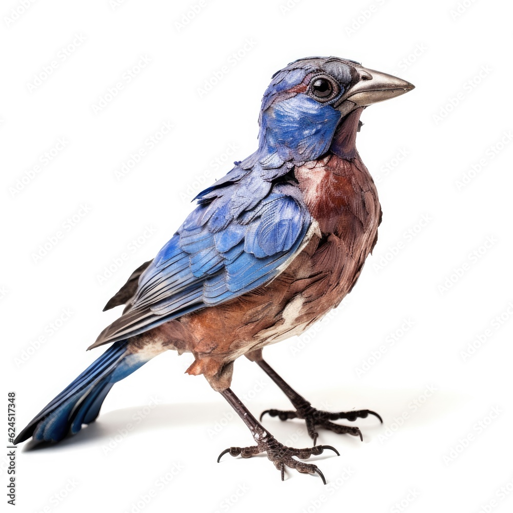 Fototapeta premium Blue grosbeak bird isolated on white. Generative AI