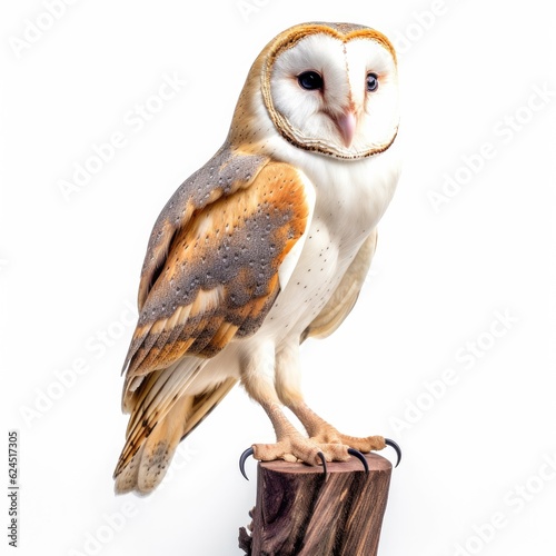 Barn owl bird isolated on white. Generative AI