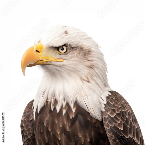 Bald eagle bird isolated on white. Generative AI