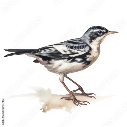 Blackpoll warbler bird isolated on white. Generative AI