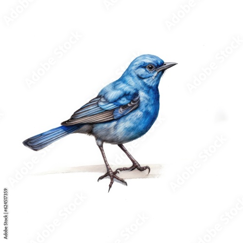 Blue bunting bird isolated on white. Generative AI