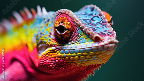 colorful iguana macro . AI generated