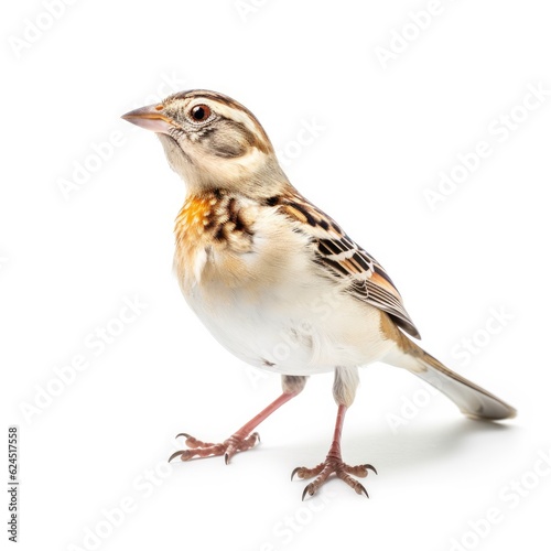 Grasshopper sparrow bird isolated on white. Generative AI