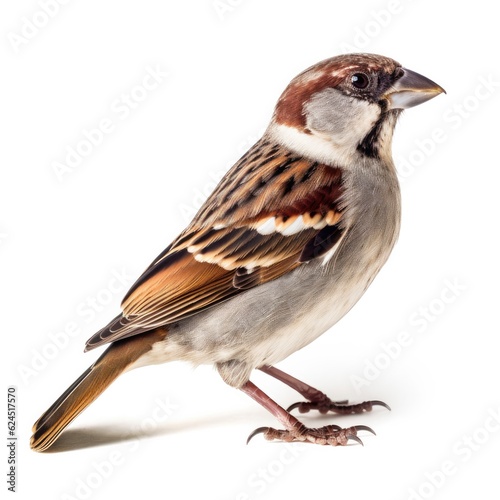 House sparrow bird isolated on white. Generative AI © Razvan