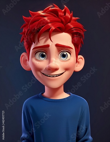 smiling young boy happy cartton 3D character