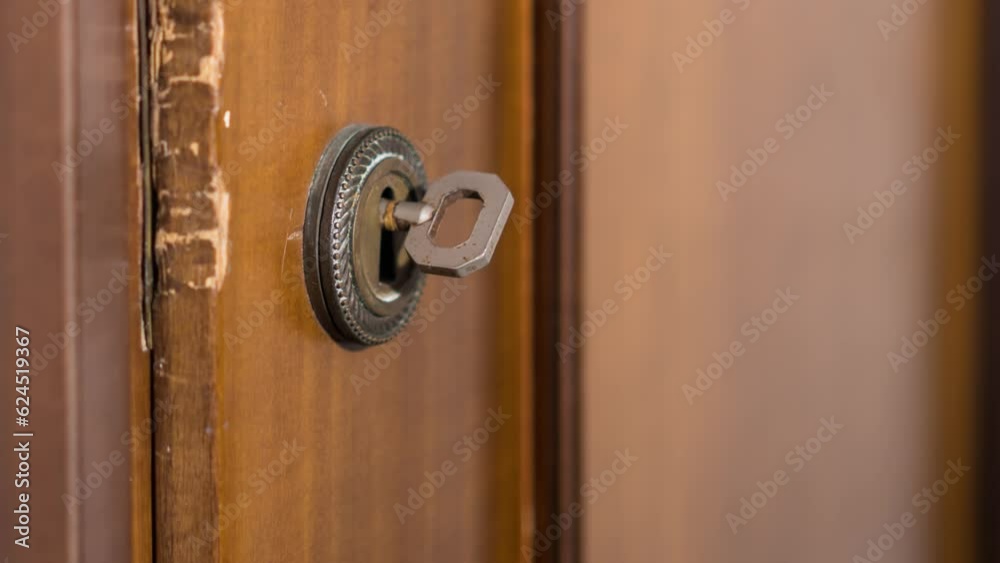 Key turns in the ancient broken door Key turns in the ancient broken door