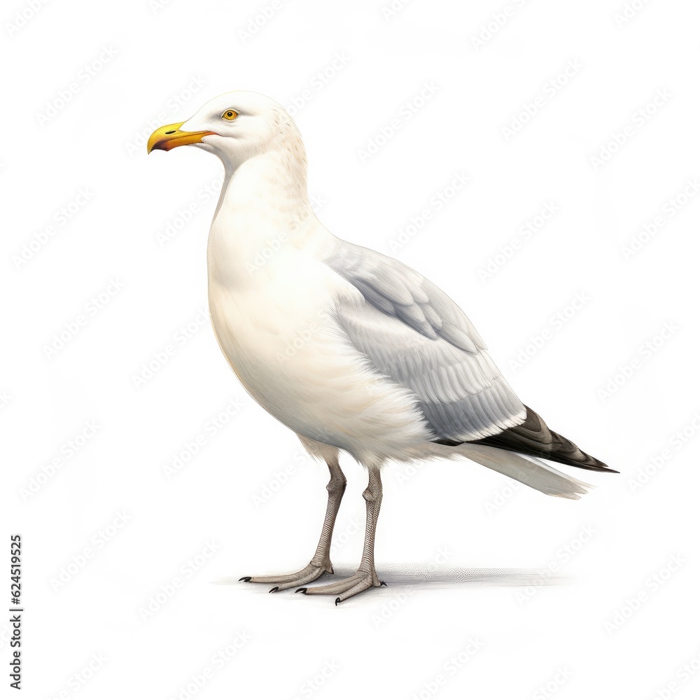 California gull bird isolated on white. Generative AI California gull bird isolated on white. Generative AI