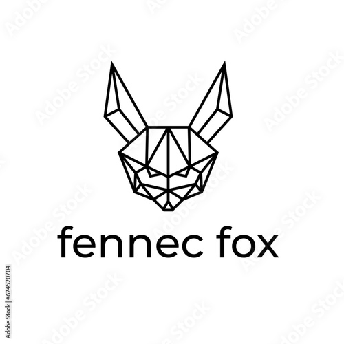 Fotografie fennec fox head simple vector illustration in geometric style