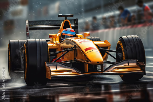 Race car at grand prix in the rain. © Jose Luis Stephens