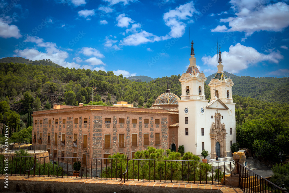 Fototapeta premium General view of the Sanctuary of La Fuensanta in the Natural Park of El Valle, Murcia, renaissance, baroque and neoclassical style