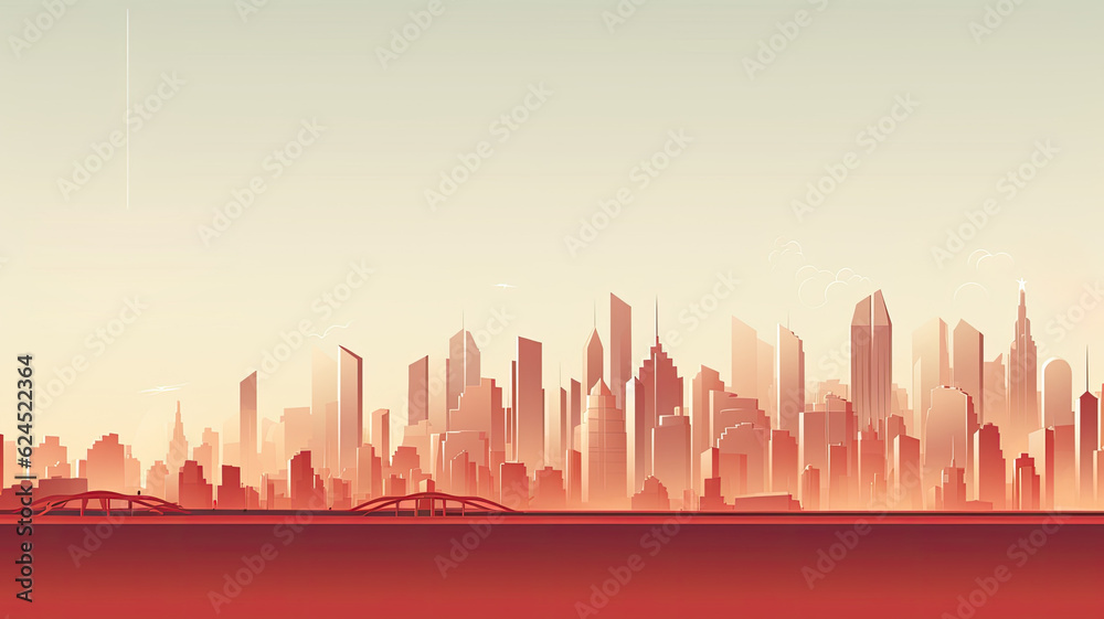 City, cityscape background, urban skyline with buildings. Web banner with copy space. Generative AI