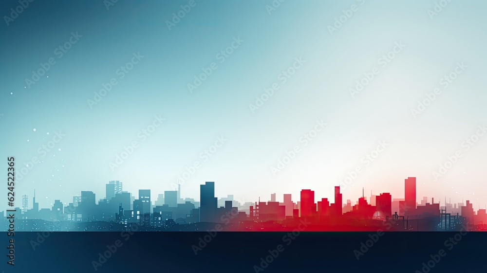 City, cityscape background, urban skyline with buildings. Web banner with copy space. Generative AI