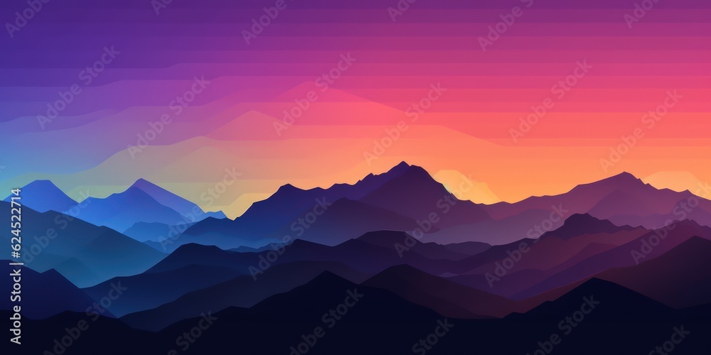Pastel Yellow Abstract Landscape with Mountains and Evening Sky AI Generated