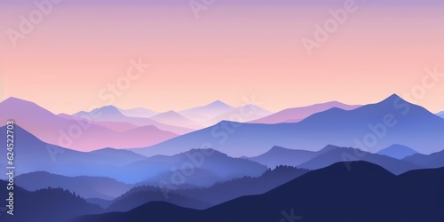 Abstract Landscape Wallpapers of Mountains and Evening Sky AI Generated © Alex