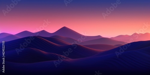Colorful Abstract Landscape with Mountains and Evening Sky AI Generated © Alex