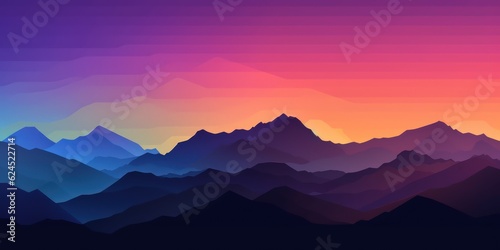 Pastel Yellow Abstract Landscape with Mountains and Evening Sky AI Generated © Alex