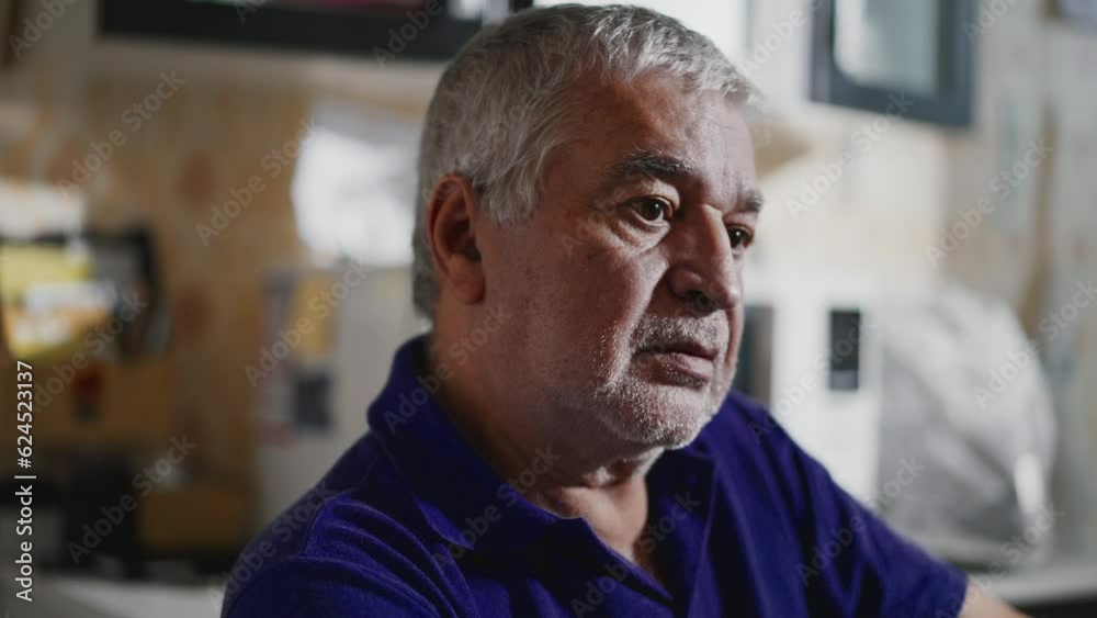 Hopeless Senior Man in Quiet Despair at Home, Close-Up Depiction of Aging Face Battling Depression and Mental Illness Hopeless Senior Man in Quiet Despair at Home, Close-Up Depiction of Aging Face Battling Depression and Mental Illness