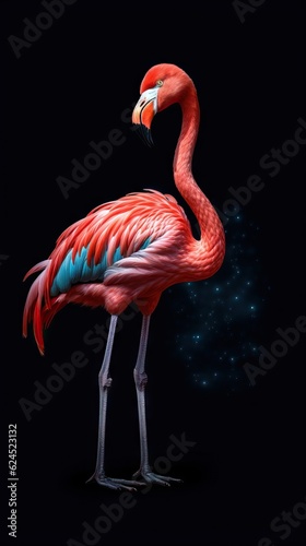Flamingo Pop Art on Dark Background AI Generated © Alex