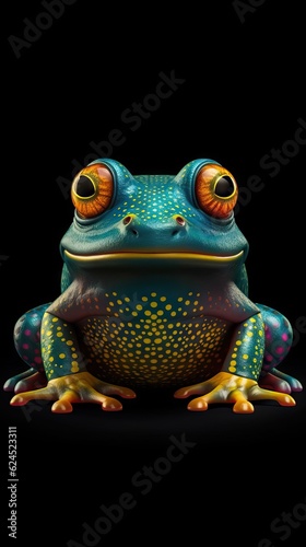 Vintage Style Frog on Dark Background AI Generated