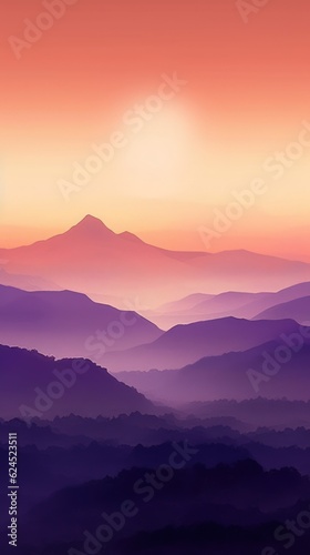 Golden Yellow and Deep Purple Minimalist Mountain Landscape Wallpaper AI Generated