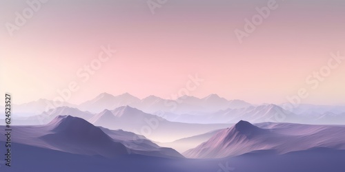 Pastel Pink and Lavender Minimalist Landscape Mountain Wallpaper AI Generated