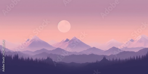 Soft Peach and Lavender Minimalist Mountain Landscape Wallpaper AI Generated © Alex