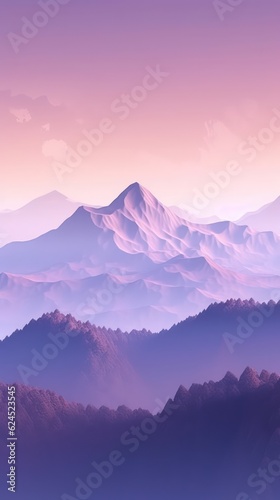 Soft Blush and Lavender Minimalist Mountain Landscape Wallpaper AI Generated