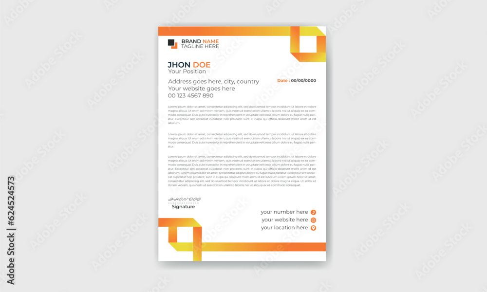 Gradient color business letterhead template, Abstract stylish design.