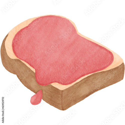 Bread with strawberry jam.