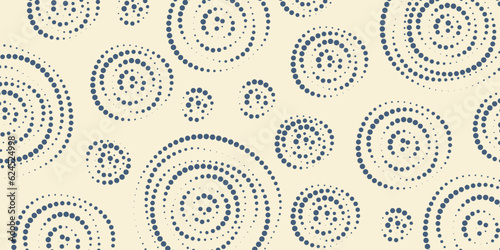 Abstract background of blue dotted rings. Geometric ornament from circles of different sizes