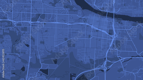 Blue Little Rock map, Arkansas, detailed municipality map. skyline panorama. Decorative graphic tourist map of Little Rock territory. Vector illustration.
