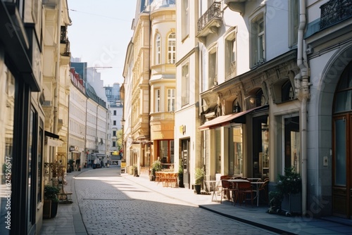 European Street Serenity: A Daylight Journey through Historic Cobblestone Roads Generative ai