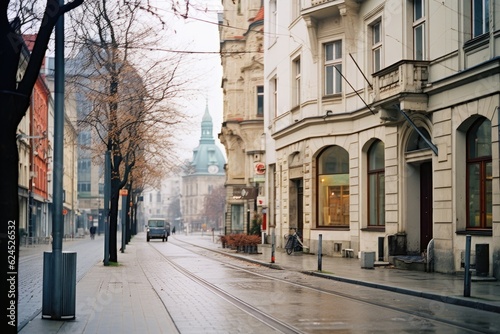 European Street Serenity: A Daylight Journey through Historic Cobblestone Roads Generative ai