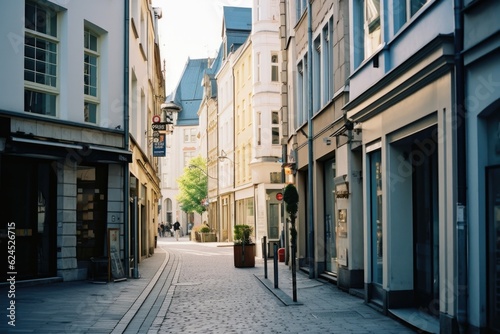 European Street Serenity: A Daylight Journey through Historic Cobblestone Roads Generative ai