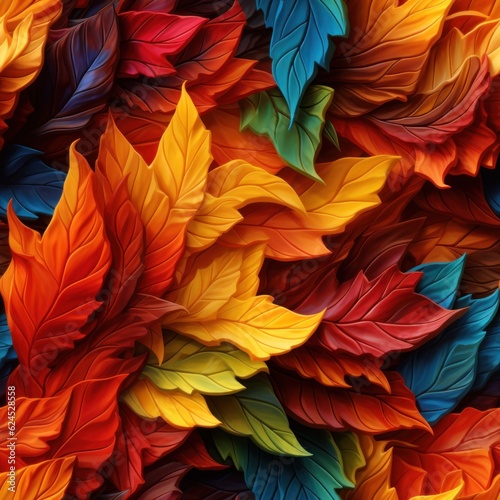 Fall Designer Textile: High-Quality Flat Seamless Pattern AI Generated