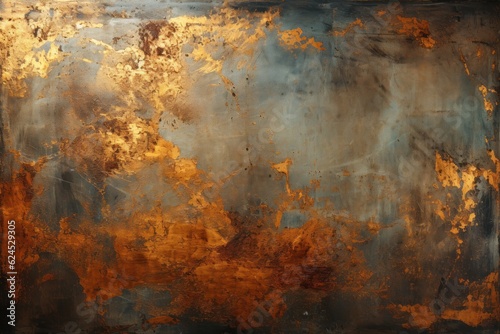 Rusty Metal Steel Gold Grunge Texture Background AI Generated