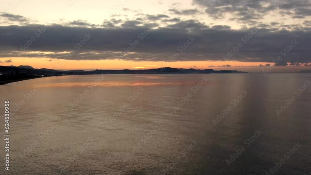 Aerial view of sunset in corfu island,Greece Aerial view of sunset in corfu island,Greece