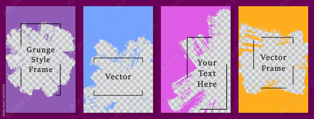 Brush stroke painted frame social media story post template set. Brush stroke painted frame social media story post template set.