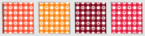 Vichy checkered endless pattern set. Popular lumberjack plaid check fabric print