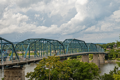 view to Walnut Street Bridge and Tennessee river in Chattanooga