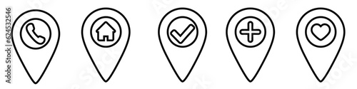 Location vector icon set. Pin icon. Map pin illustration sign collection. point symbol. Position log