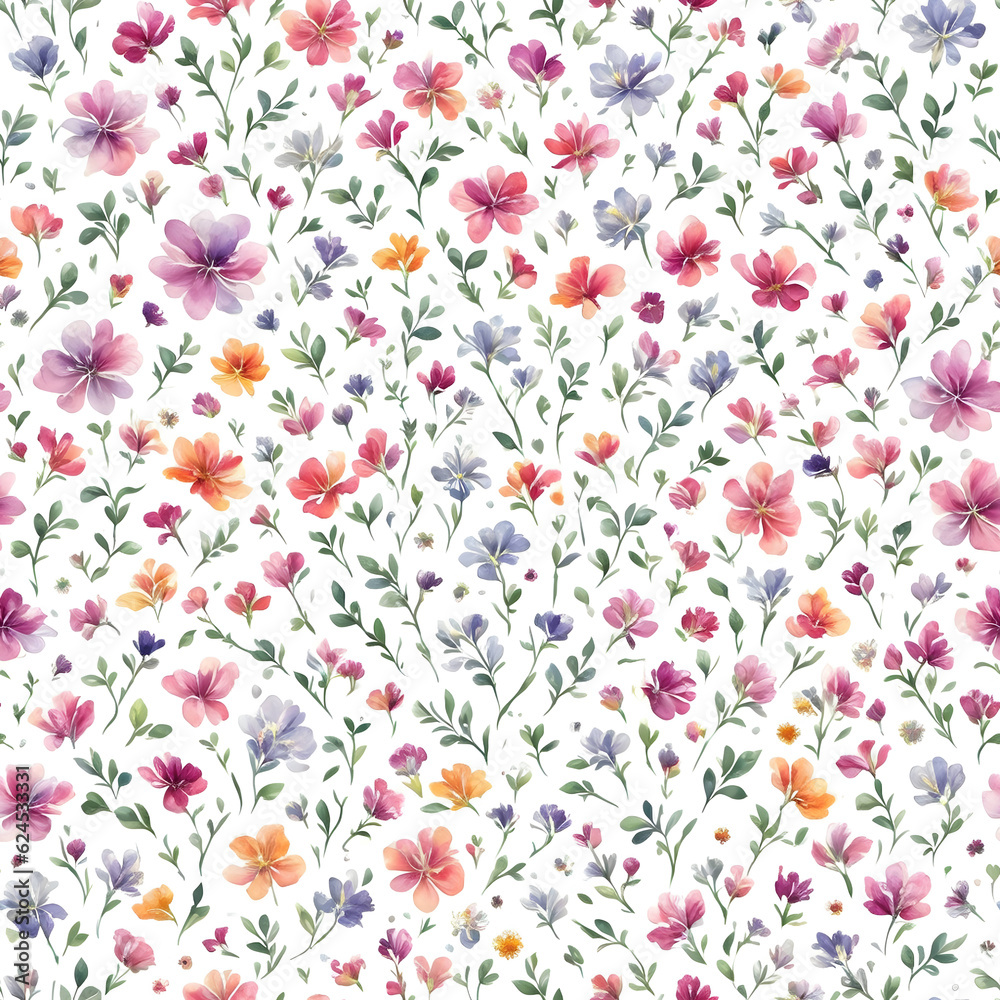 vintage beautiful plant and flower pattern, generative ai