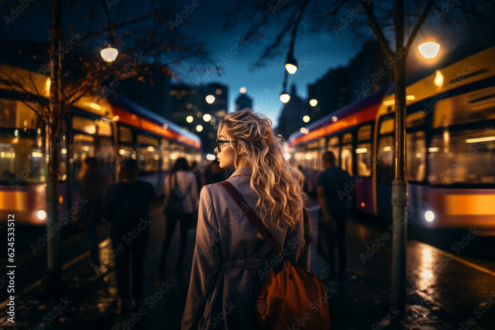 Business Woman Using Public Transport - Generative AI