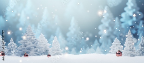 Christmas winter panorama banner with snow.
