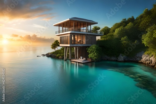 An Eye-Catching Treehouse Nestled In the Water - AI Generative