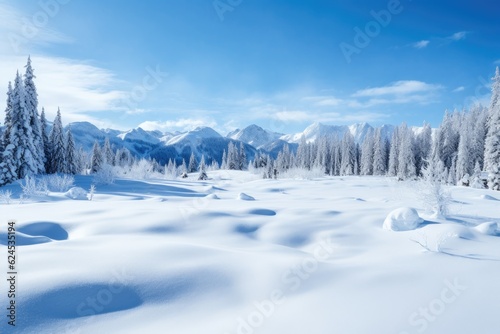 A mountain meadow covered in a blanket of fresh snow. © Sebastian Studio