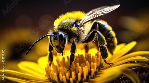 Bee taking nectar from a flower photo