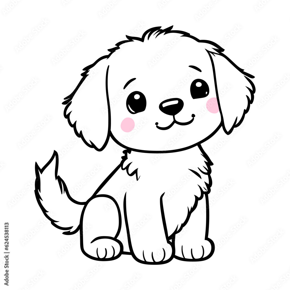 Cute dog. Vector illustration in a linear style, for coloring Cute dog. Vector illustration in a linear style, for coloring