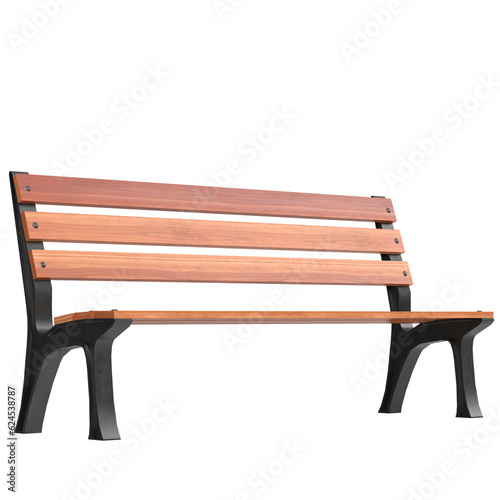 3D rendering illustration of a park bench